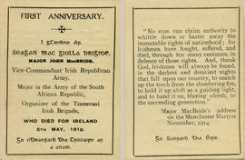 First Anniversary Card for Major John MacBride