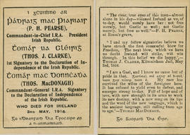 For P.H. Pearse, Thos. J. Clarke and Thos. MacDonagh who died for Ireland, 3rd May, 1916